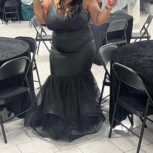 FashionNova black backless gown